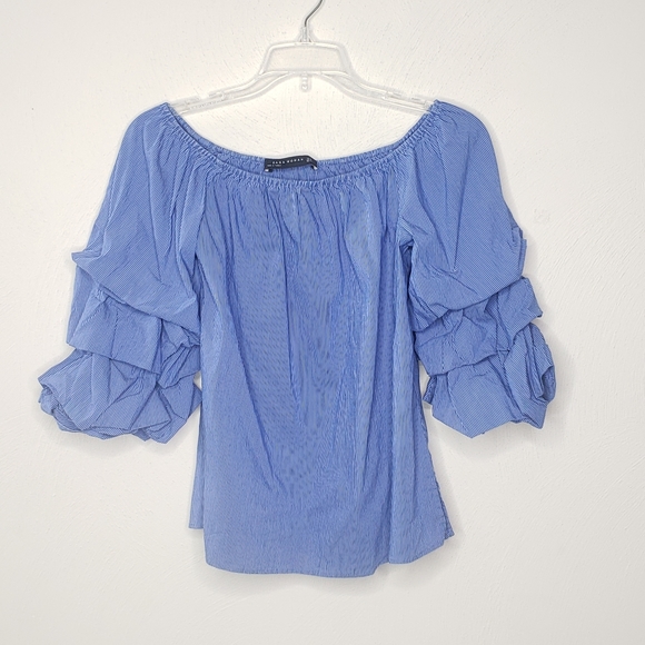 Zara Bardot Off Shoulder Striped Top Size XS - Picture 5 of 12